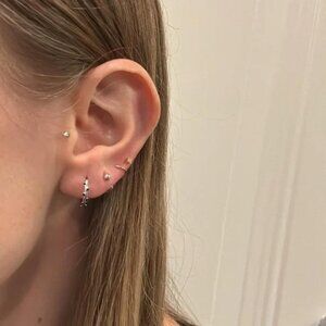 The Tori sterling silver CZ black onyx hoop hoops earrings glam pave